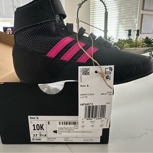 Adidas HVC wrestling shoe, black/charcoal/pink, size 10 little kid. New in box!!